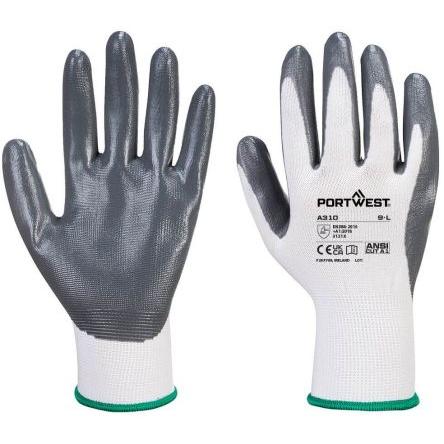 Portwest Pracovní rukavice Šedá, Bílá EN ISO 21420:2020 Dexterity 5 EN 388:2016 + A1:2018 (3121X) Polyester Nitrilová
