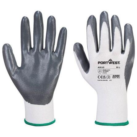 Portwest Pracovní rukavice Šedá, Bílá EN 388:2016 + A1:2018, EN ISO 21420:2020 Polyester Ano Nitrilová pěna L A360 -