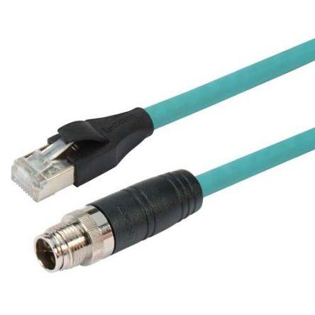 L-Com Ethernetové kabely, Zelená, A: M12, Polyvinylchlorid Vnější 10 m, B: RJ45 Vnější, typ pláště: Stíněné