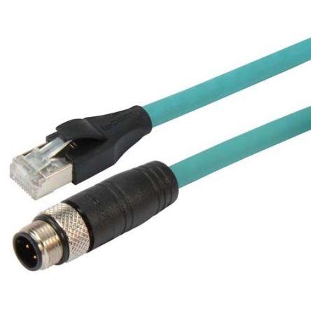 L-Com Ethernetové kabely, Zelená, A: M12, Polyvinylchlorid Vnější 10 m, B: RJ45 Vnější, typ pláště: Stíněné