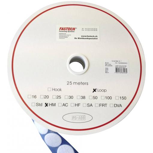 FASTECH® kulatý suchý zip zalepení hotmelt flaušová část (Ø) 35 mm bílá 5 m