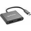 Manhattan USB 2.0 adaptér [1x USB-C® zástrčka - 4x HDMI zásuvka, USB 2.0 zásuvka A, USB-C® zásuvka (nabíjení)] 15 cm 4K UHD, oboustranně zapojitelná zástrčka,
