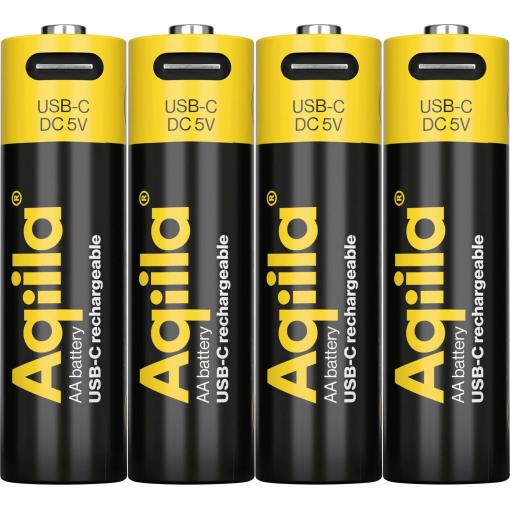 Aqiila AA USB-C® akumulátor, Li-Ion, 2000 mAh, 1.5 V, 4 ks