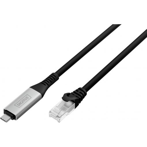 Digitus USB 3.1 Gen 1 (USB 3.0), USB 3.0, USB, USB-C® kabelový adaptér [1x USB, USB 3.2 Gen 1 (USB 3.0) - 1x RJ45, RJ45 zástrčka] AK-300601-020-S 2 m fóliové