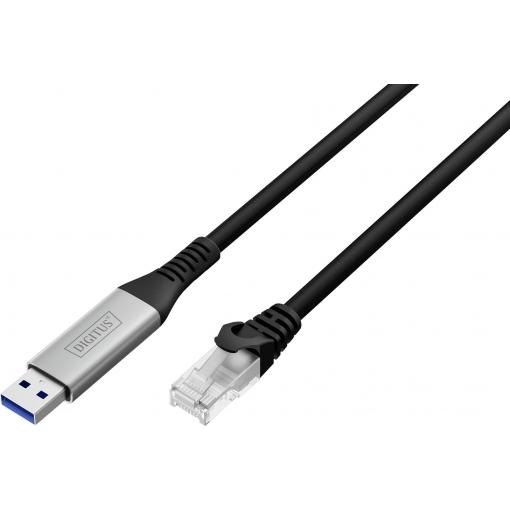 Digitus USB, USB 3.0 kabelový adaptér [1x USB, USB 3.2 Gen 1 (USB 3.0) - 1x RJ45, RJ45 zástrčka] AK-300600-150-S 15 m fóliové stínění, stínění pletivem,