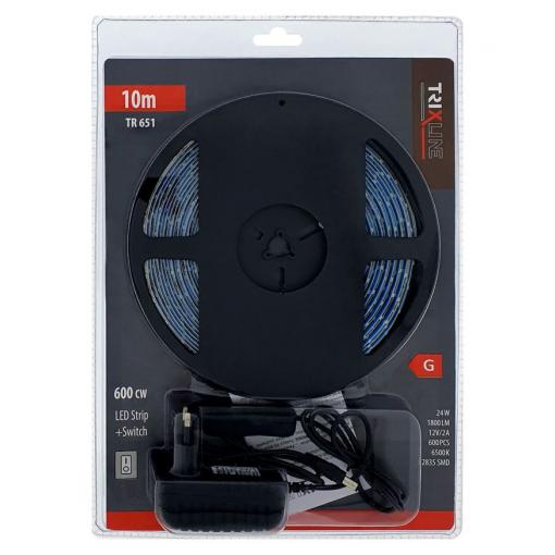 LED pásek Trixline TR 651, 24 W, 6500 K, 10 m, s vypínačem