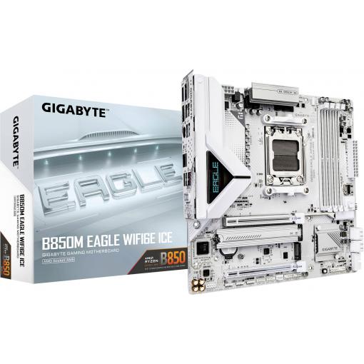 Gigabyte B850M EAGLE WF6E ICE Základní deska Socket (PC) AMD AM5 Tvarový faktor Micro-ATX Čipová sada základní desky AMD® B850