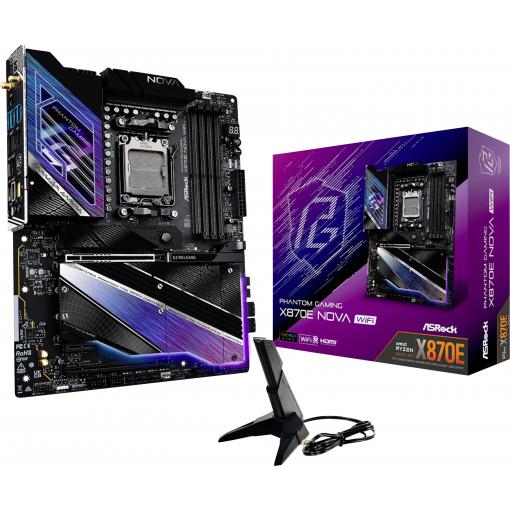 ASRock X870E Nova WiFi Základní deska Socket (PC) AMD AM5 Tvarový faktor ATX Čipová sada základní desky AMD® X870E