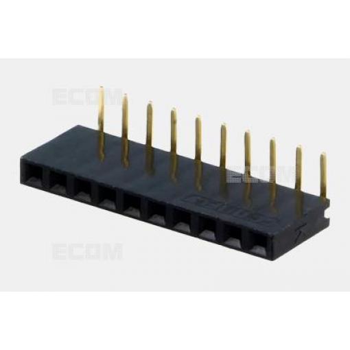 Dutinková lišta DS1024-1X10R2, 1řadá × 10, rozteč 2,54 mm, 90°