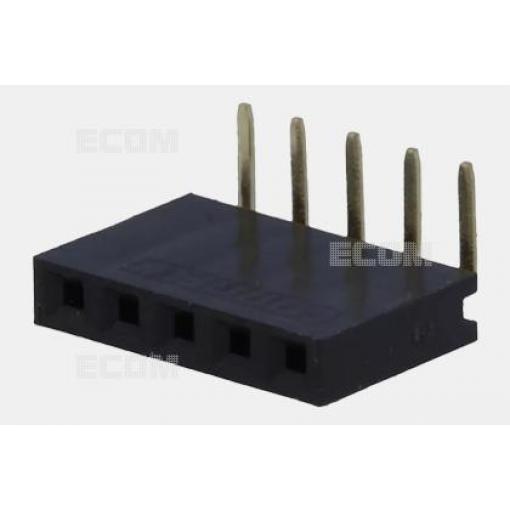 Dutinková lišta DS1024-1X5R2, 1řadá × 5, 90°, rozteč 2,54 mm