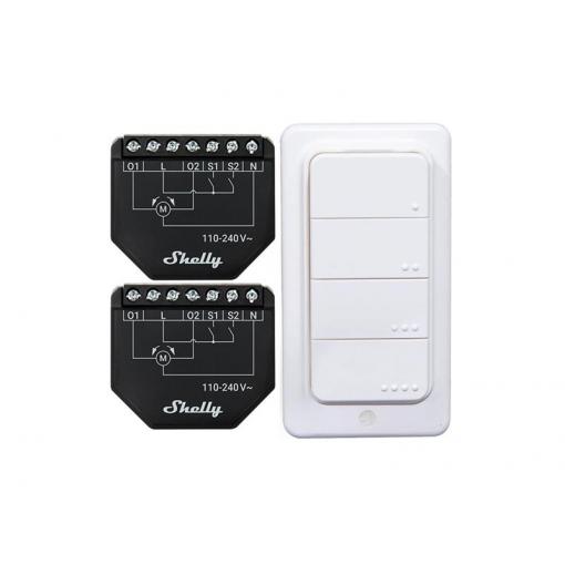 Sada 2 ovladačů pro žaluzie/záclony SHELLY Shutter + 4 tlačítka BLU RC WiFi
