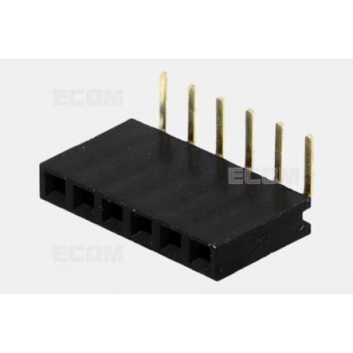 Dutinková lišta DS1024-1X6R2, 1řadá × 6, 2,54 mm, 90°