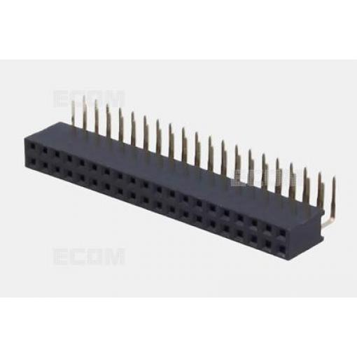 Dutinková lišta DS1024-2X20R2, 2×20, rozteč 2,54 mm, 90°