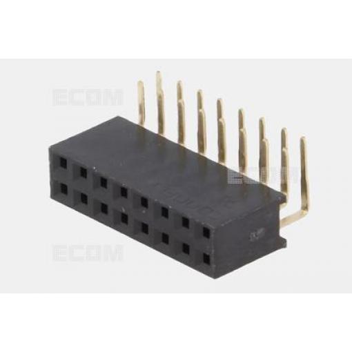 Dutinková lišta DS1024-2X8R2, 2×8 kontaktů, 2,54 mm, 90°