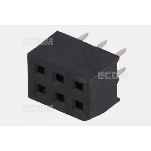 Dutinková lišta DS1026-06-2X3S8BV, 4,3 mm, 2×3, 180°