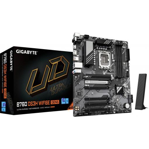 Gigabyte B760 DS3H WF6E GEN5 Základní deska Socket (PC) #####Intel® 1700 Tvarový faktor ATX Čipová sada základní desky Intel® B760 Express