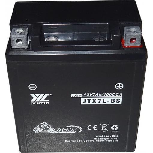 Olověný akumulátor JYC JTX7L-BS AGM, 12 V / 7 Ah, motocykly