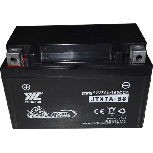 Olověný akumulátor JYC JTX7A-BS AGM, 12 V / 7 Ah, motocykl