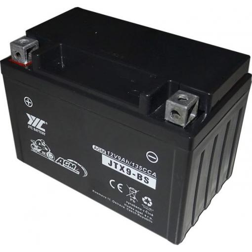 Olověný akumulátor JYC JTX9-BS AGM, 12 V / 9 Ah, motocykly, levá polarita
