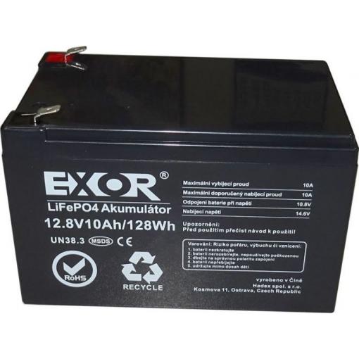 LiFePO4 akumulátor EXOR, 12,8 V / 10 Ah, 128 Wh, s BMS
