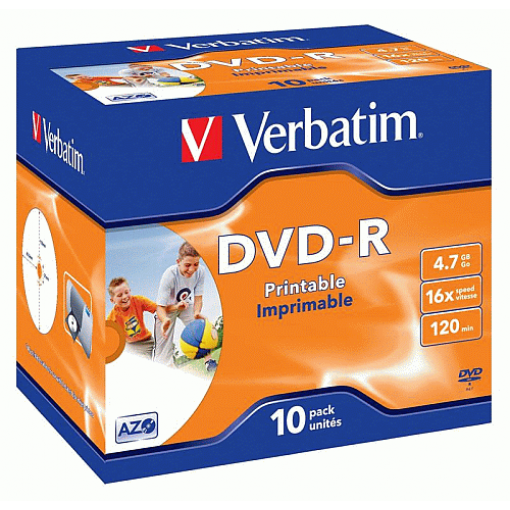 VERBATIM DVD-R Printable,16x,4.7GB 10 ks