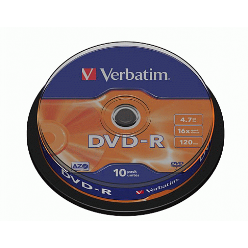 Verbatim DVD-R 16x, 4,7 GB, balení 10 ks