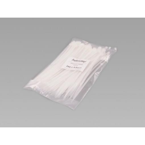 Vázací pásek polyamidový 200 × 4,6 mm, bílý, 100 ks