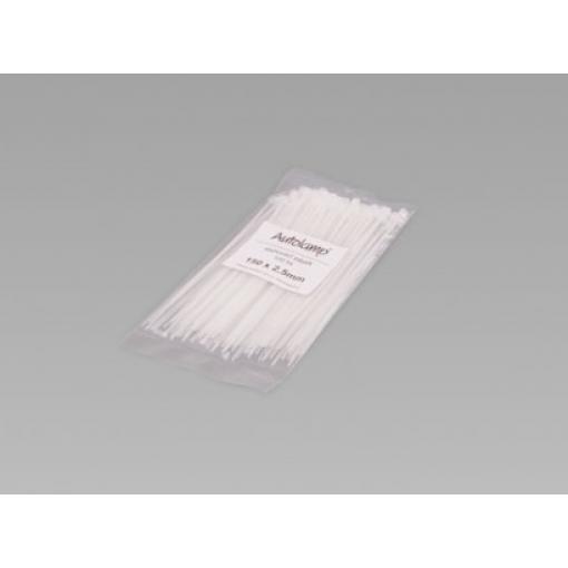 Vázací pásek polyamidový 150 × 2,5 mm, bílý, 100 ks