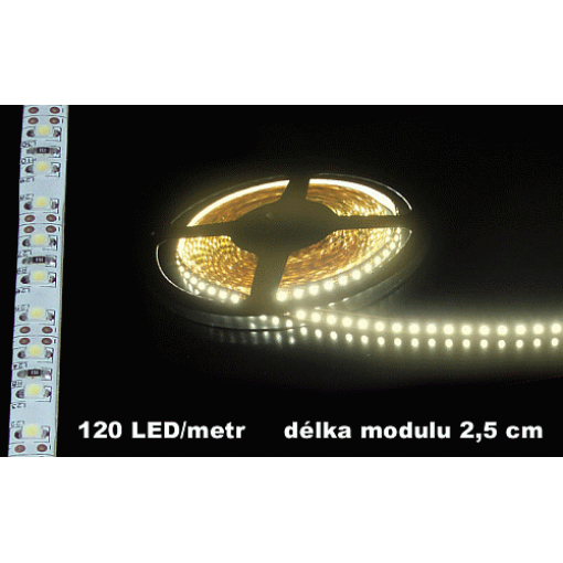 LED pásek, teplá bílá, 120LED/m, délka modulu 2,5cm, IP65