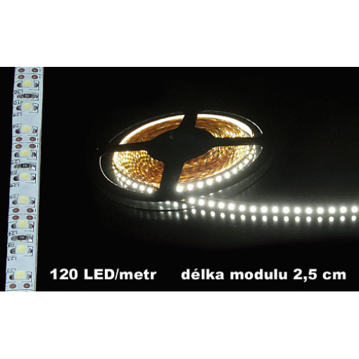 LED pásek, studená bílá, 120LED/m, délka modulu 2,5cm, IP65