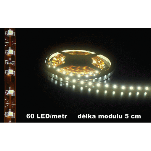 LED pásek, teplá bílá, 60LED/m, délka modulu 5cm, IP20