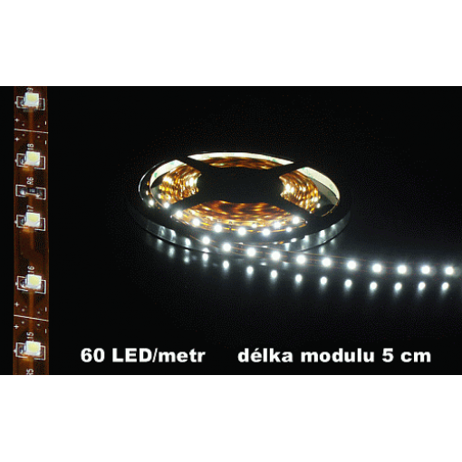 LED pásek, studená bílá, 60LED/m, délka modulu 5cm, IP20