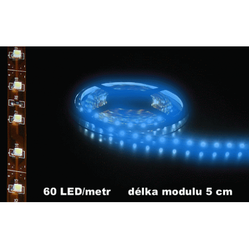 LED pásek, modrý, 60LED/m, délka modulu 5cm, IP20