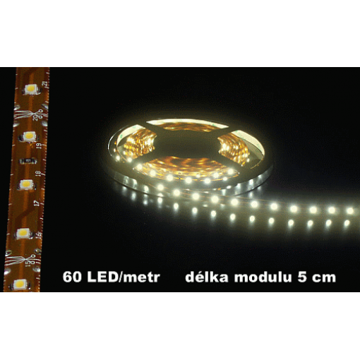 LED pásek, teplá bílá, 60LED/m, délka modulu 5cm, IP65