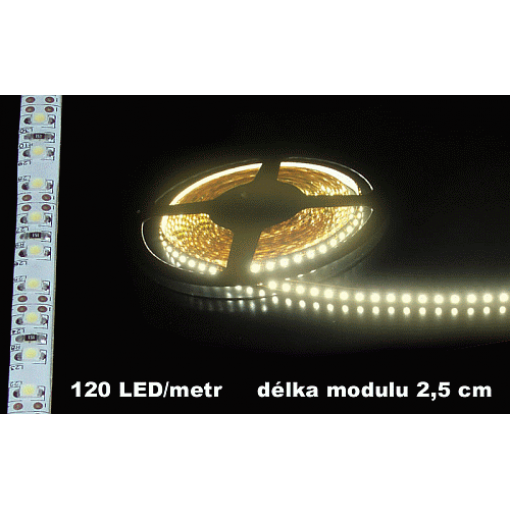 LED pásek, teplá bílá, 120LED/m, délka modulu 2,5cm, IP65
