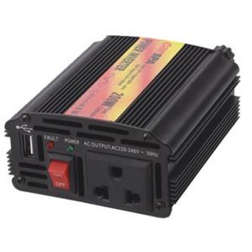Síťový měnič napětí z 12V DC na 230V AC 200W + USB 2100mA