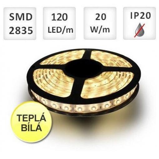 LED pásek 2835-120, teplá bílá, 120LED/m, délka modulu 2,5cm, IP20