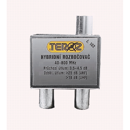 Rozbočovač TEROZ 102KP, 2× výstup, 40–862 MHz, IEC