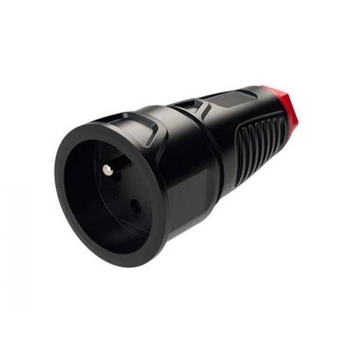 Instalační zásuvkaTaurus2 PC-2410-srw, přímá, pogumovaná, černá