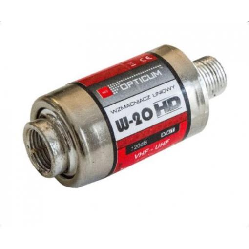 TV linkový zesilovač OPTICUM AX-W20 VHF/UHF, 20dB/5-12V Fkon.