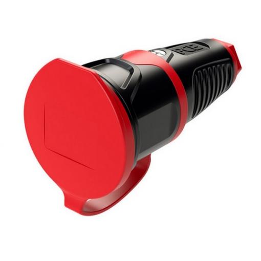 Instalační zásuvka s víčkemTaurus2 PC-2411-srw, přímá, pogumovaná, černá