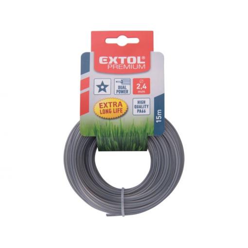 Žací struna EXTOL, čtvercový profil 2,4 mm, 15 m, s jádrem