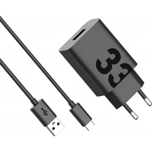 Motorola USB nabíječka, Qualcomm Quick Charge 3.0 , USB Power Delivery (USB-PD) , Rychlonabíječka, 1x USB A , 33 W, Dodávka energie, QC 3.0, černá