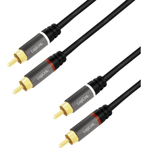 LogiLink CA1209 cinch audio kabel 10.0 m černá stíněný, barevně rozlišený