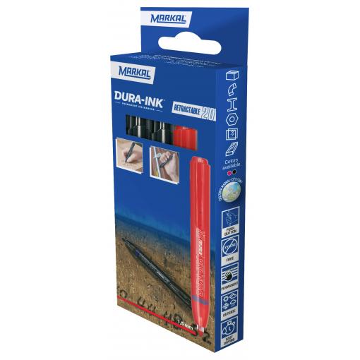 Markal DURA-INK RETRACTABLE 22252 permanentní popisovač červená, černá Vodotěsné: Ano