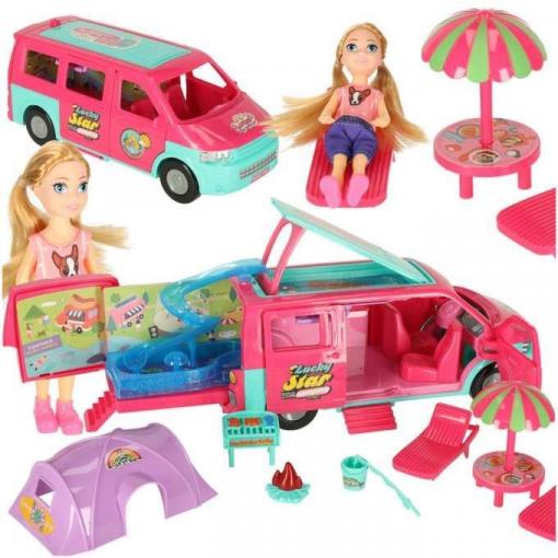 Skládací karavan pro panenky s příslušenstvím, 35 cm