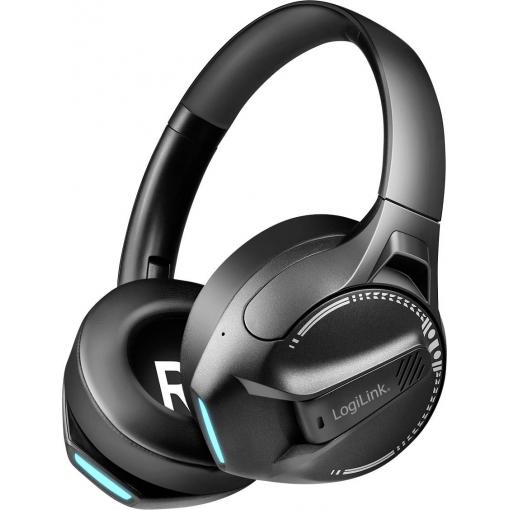 LogiLink BT0070 sluchátka uzavřená (Over Ear) Bluetooth® černá Redukce šumu mikrofonu headset, čelový pásek Gaming