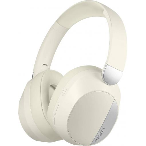 LogiLink BT0071C sluchátka uzavřená (Over Ear) Bluetooth® krémová Potlačení hluku headset telefon