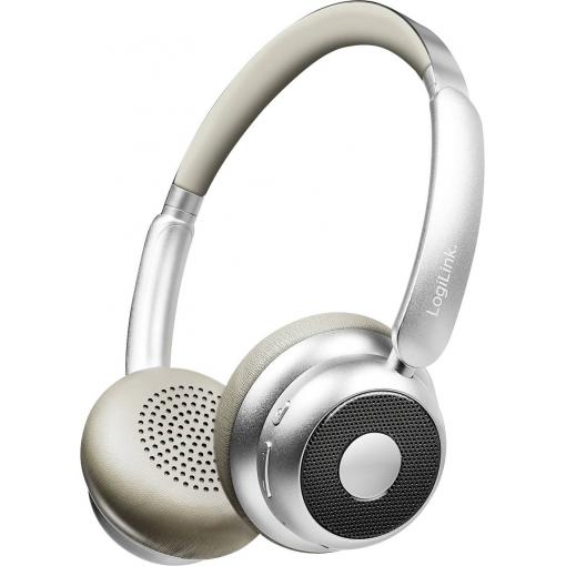 LogiLink BT0072BR sluchátka uzavřená (Over Ear) Bluetooth® stříbrná