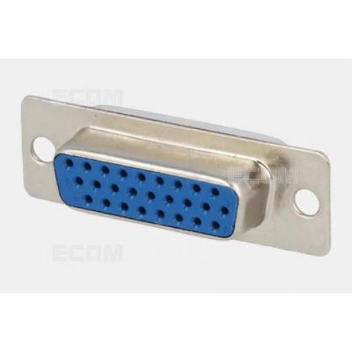 D-SUB HD zásuvka DS1035-26FUNSISS, páj. žlábky, 180°, Au